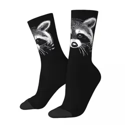 Winter Warm Cool Men's Women's Digital Illustration Of A Little Raccoon Buddy Socks Non-slip Middle Tube Socks