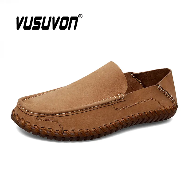 Men Shoes Casual Natural Cow Leather Italian Design Loafers Brand Moccasins Black Breathable Slip on Driving Plus Size 38-48