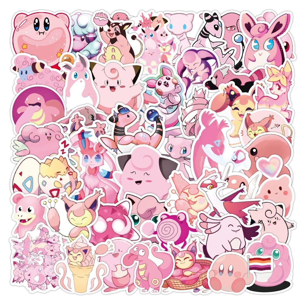 10/30/50PCS Pink Style Pokemon Anime Game Stickers Car Motorcycle Travel Luggage Guitar Fridge Laptop Classic Toy Kawaii Sticker