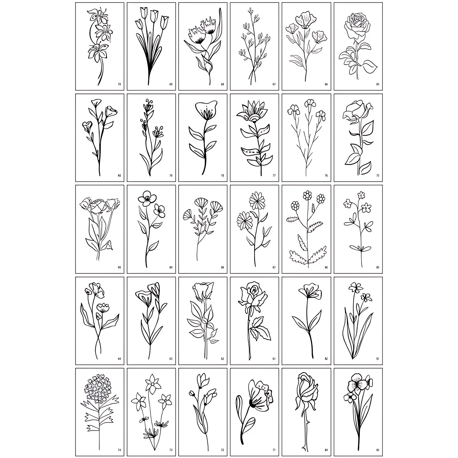 60pcs/set Temporary Sample Tattoo Sticker for Women Girl Black Flower Branch Rose Magritte Small Tattoo Party Decor Wrist Ankle