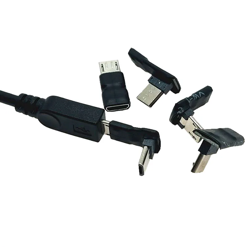 U-Shaped Micro USB Adapter for Android Device, 5Pin Female to Male Plug with 90 Degree Angled Bend for Data Sync & Charging