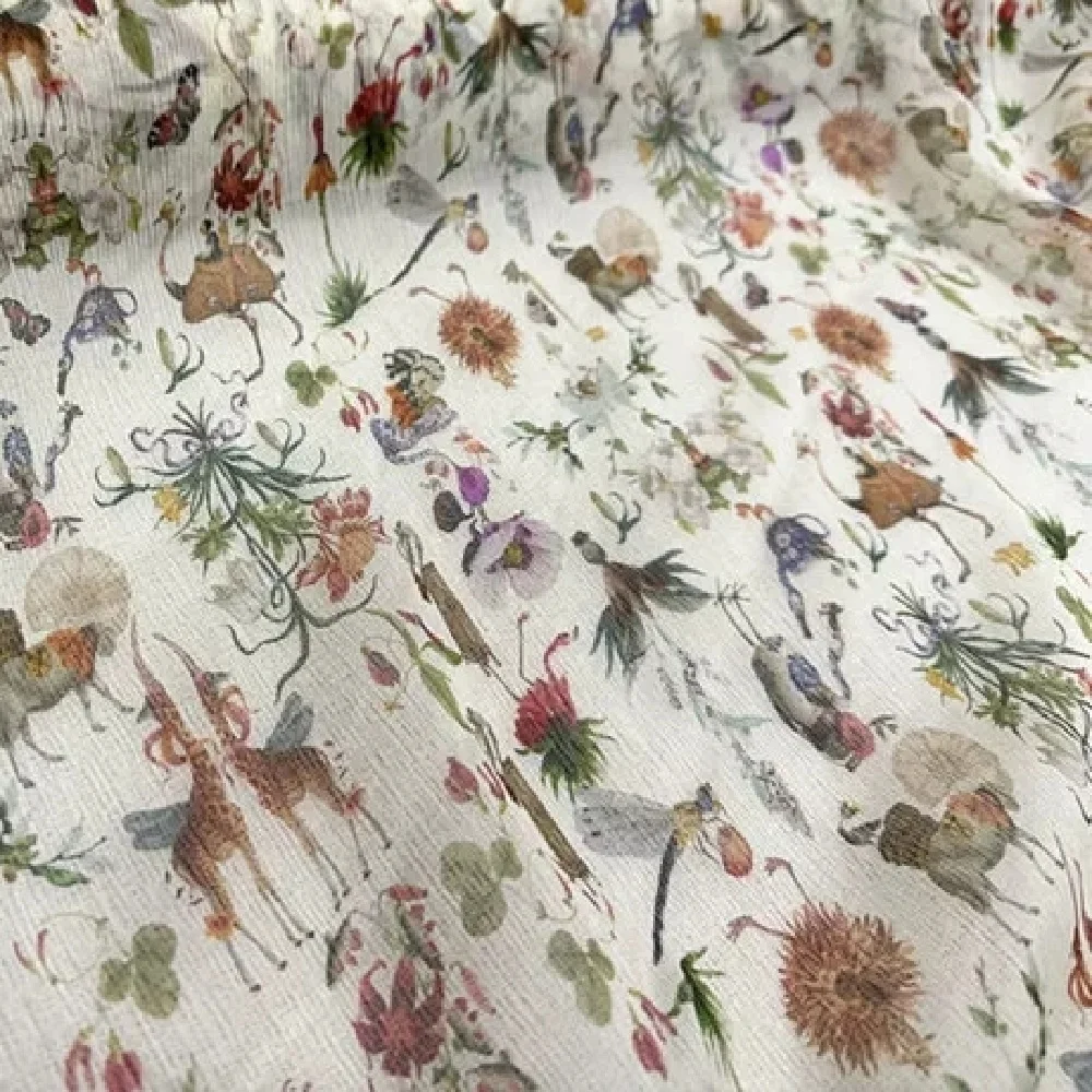 Great Amazing Style Animals Silk Crepe Chiffon Fabric Crinkle Georgette 100% Silk for Lady Cloth Shirt Pants Pajama
