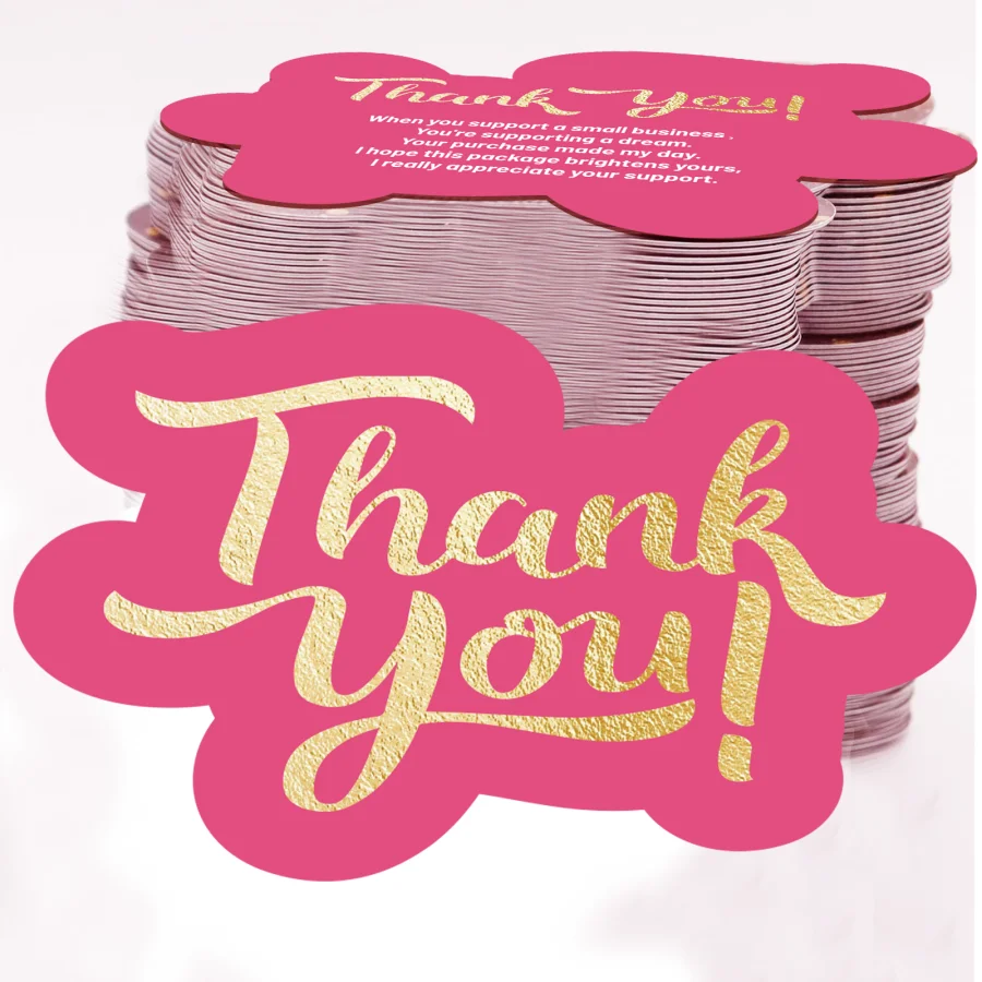 100 Stück einzigartige Dankeskarten für kleine Unternehmen, rosa Dankeskarten für kleine Unternehmen. – Detail 1