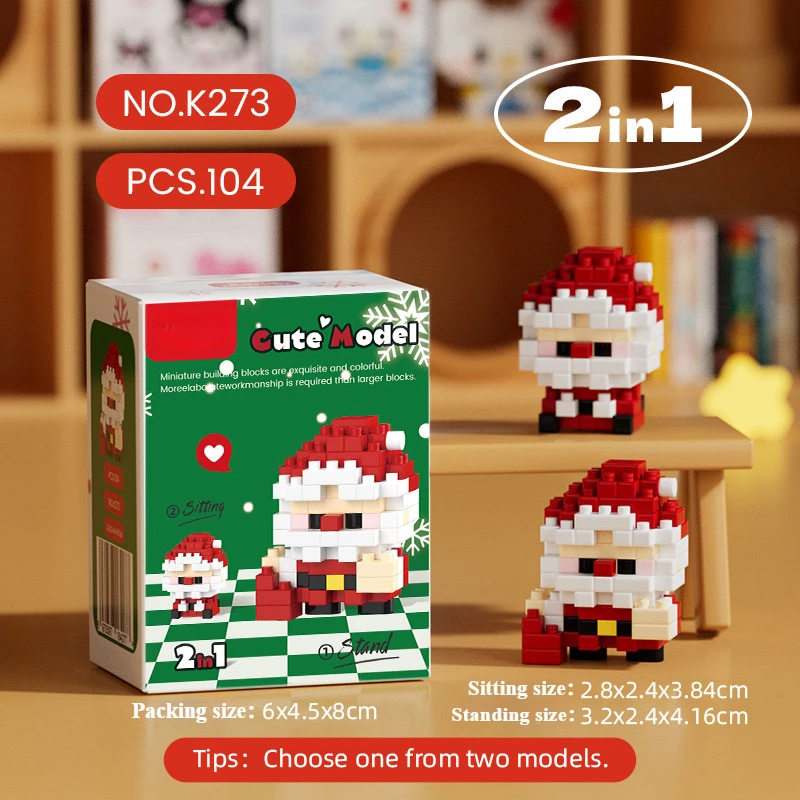 Papai noel micro partículas blocos de construção dos desenhos animados boneca montagem brinquedo diy mini bloco de construção presente natal