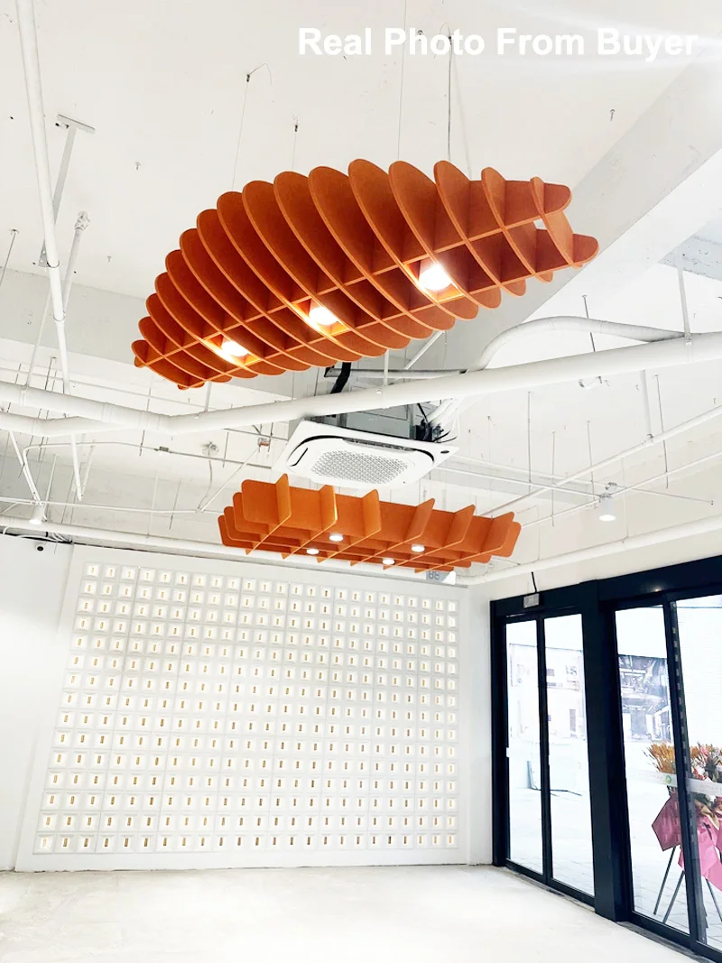 3D Wave Arc Arch Shaped Polyester Fiber Sound-Absorbing Board Suspended Ceiling Space Sound Acoustic Panel For Gymnasium Room