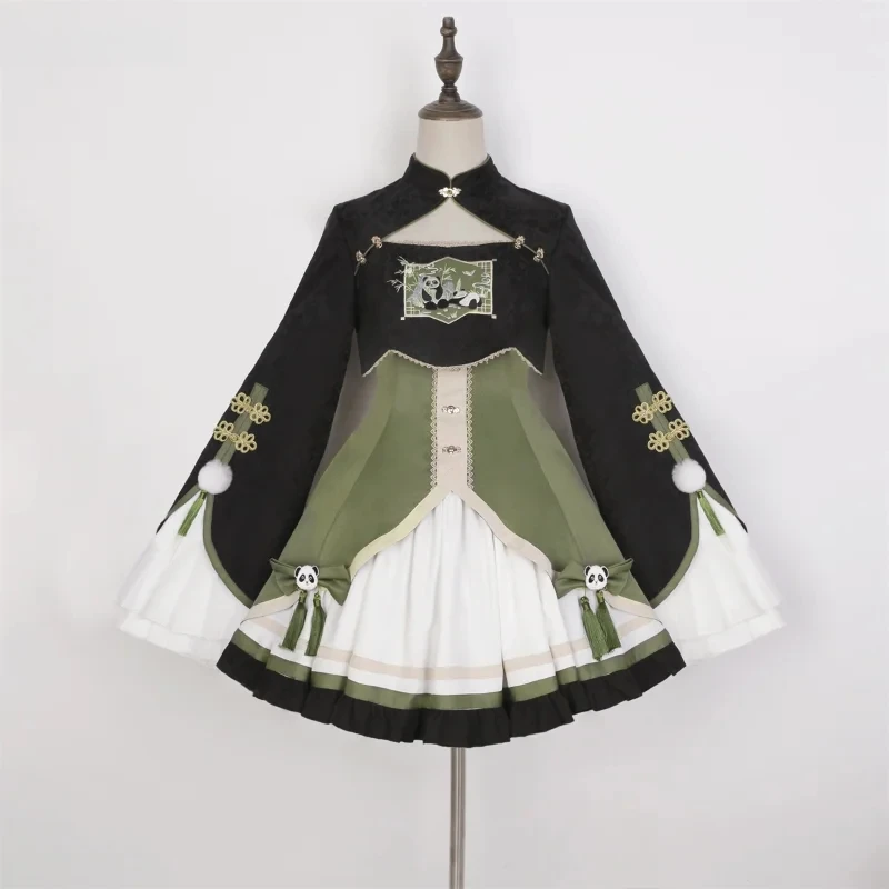 

Vintage Cute Girls Y2k Punk Dresses Chinese Style Lolita Princess OP Dress Sweet Women Cute Panda Embroidery Tea Party Dresses