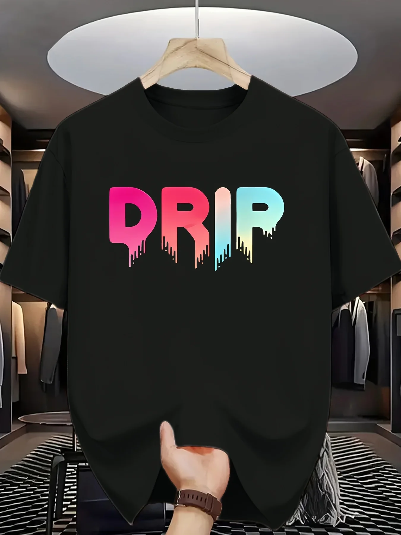 Men'S Casual Drip Graphic T-Shirt, Orange Short Sleeve Round Neck Lightweight Breathable for Summer Casual Attire Tee, Bold Lettering Top, Comfortable Fit PLUS Sizepure Breathable Sweat-Wicking And Soft Suitable for Daily Commutes Lounging at Home A