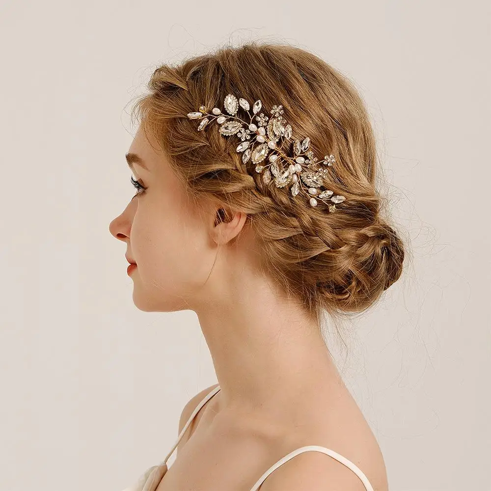 Винтажная расческа для волос ручной работы, свадебные аксессуары для волос со стразами, хрустальный жемчуг, свадебная расческа для волос для женщин