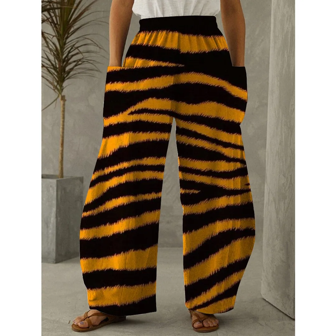 Leopard Print Full Length Wide Leg Pants Printed Thin Fashion Pants Summer Street Wear Sports Pants Women's Pants Clothing