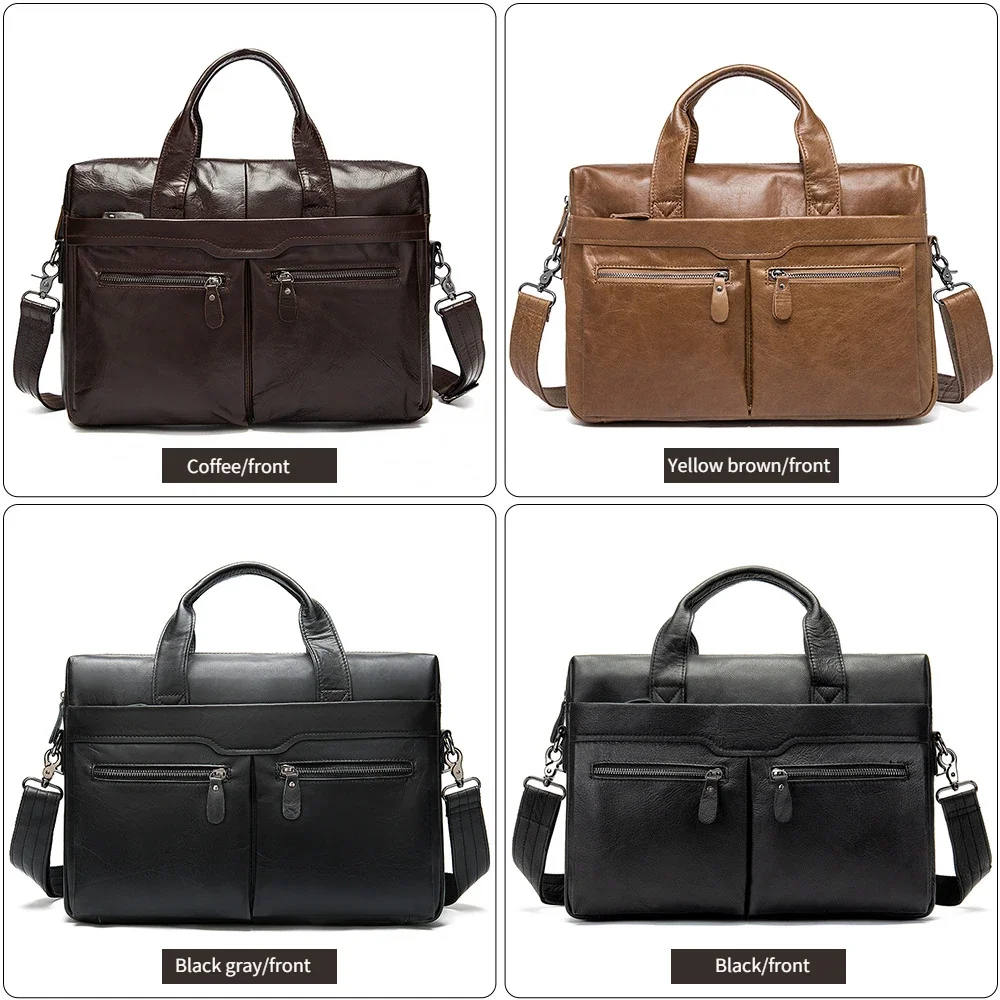 Men's Business Bag Leather One-shoulder Bag Portable Briefcase Men's Leather One-shoulder Messenger Bag Cross-body Laptop bags