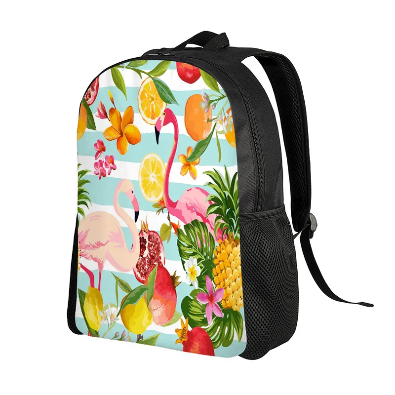

Рюкзак с тропическим принтом, дизайн с изображением фламинго и ананаса - прочный школьный рюкзак с регулируемым ремнем и застежкой-молнией.
