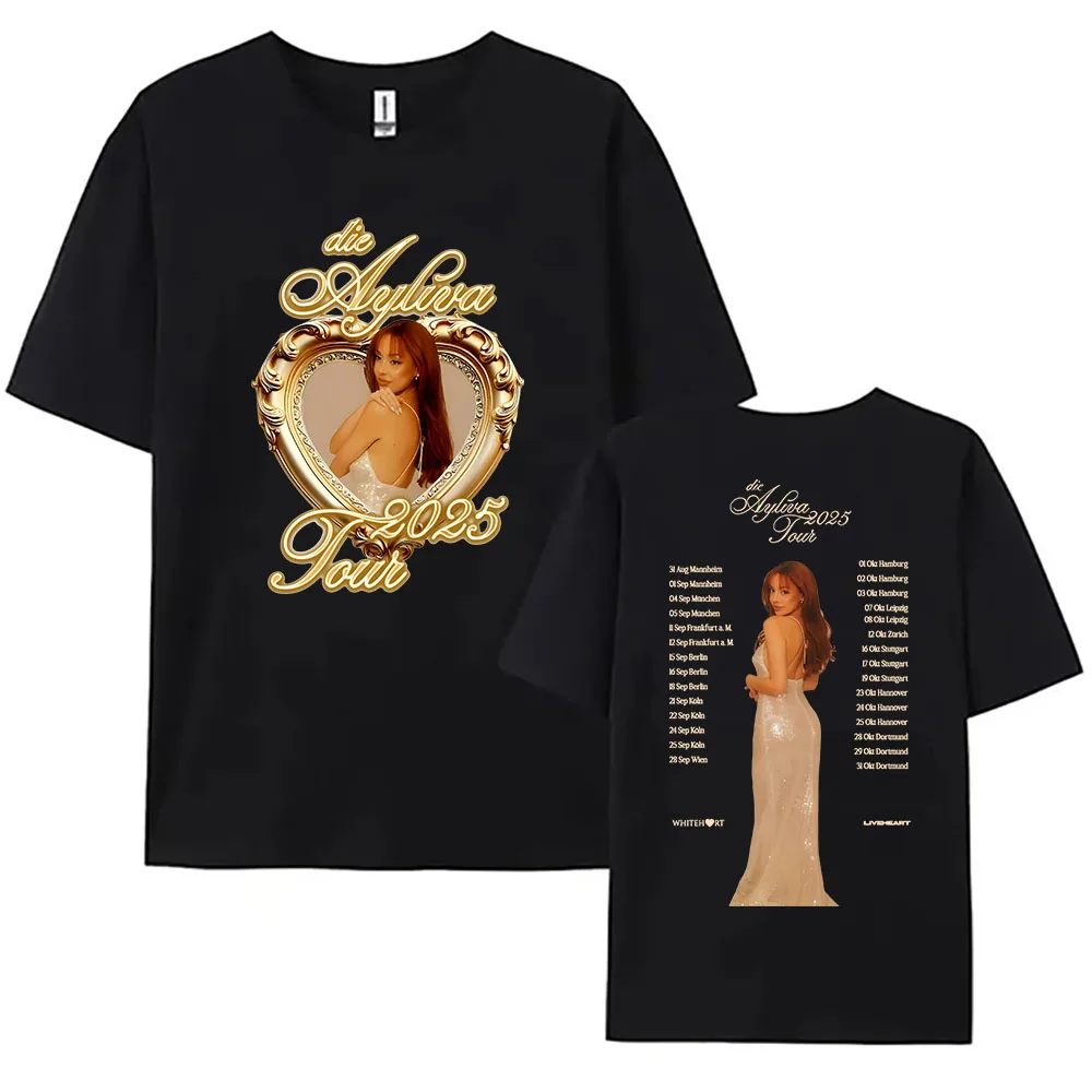 يموت Ayliva جولة 2025 بلايز قصيرة الأكمام القطن س الرقبة تي شيرت عالية الجودة القطن المرأة تي شيرت الشارع الشهير الإناث Camisetas