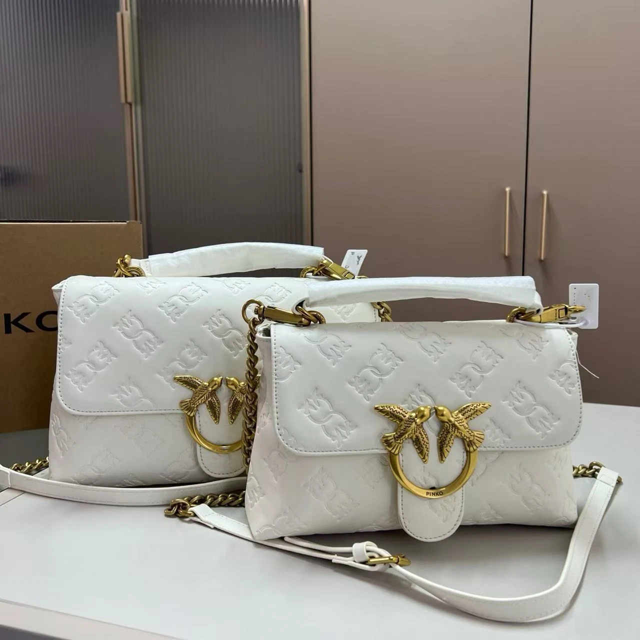 Classic Smooth Leather Flap Handbag Double Swallow Chain Underarm Bag Wide Strap Crossbody Shoulder Purse Women Commute