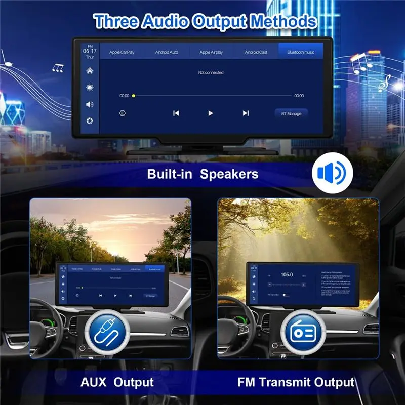 

Y69A Portable Wireless Carplay & Android Auto,10.26 Inch Touch Screen Car Radio, Car Stereo Dash Cam, Backup Camera Bluetooth