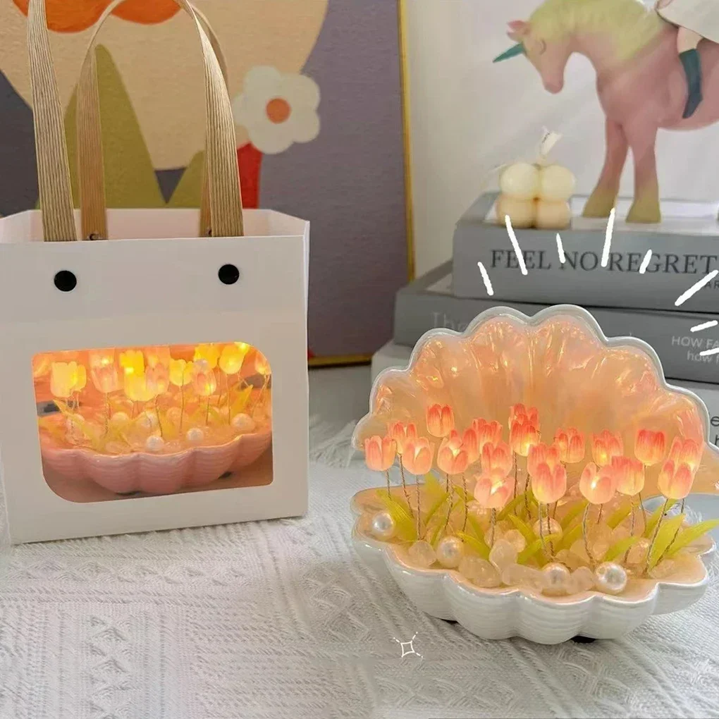 

DIY Simulation Tulip LED Night Light Battery Handmade Operated Flower Table Lamp Material Bedside Lights Bedroom Decor Gift 2026