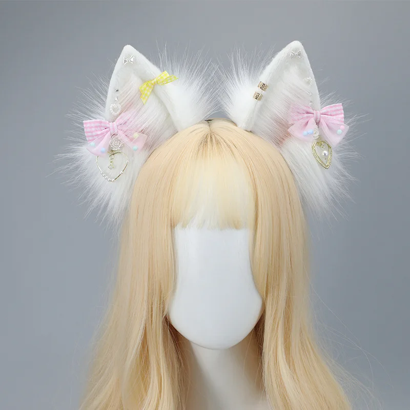 

Hair accessory bow hair clip winter cat headbands for women lolita cosplay y2k accessories kawaii headband things for hair