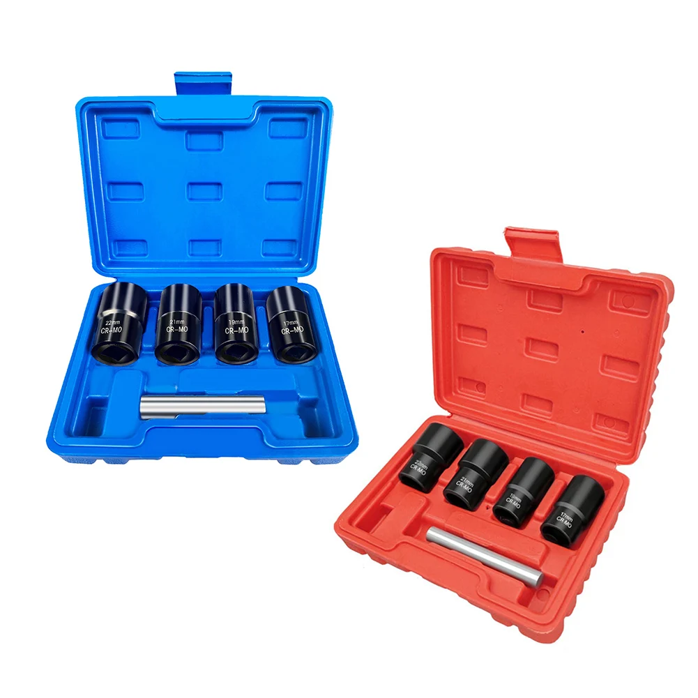 1/2 Inch Drive Bolt Nut Extractor Socket Set 6 Point Spiral For 17 19 21 22 Mm Wheel Lug And Stuck Fasteners