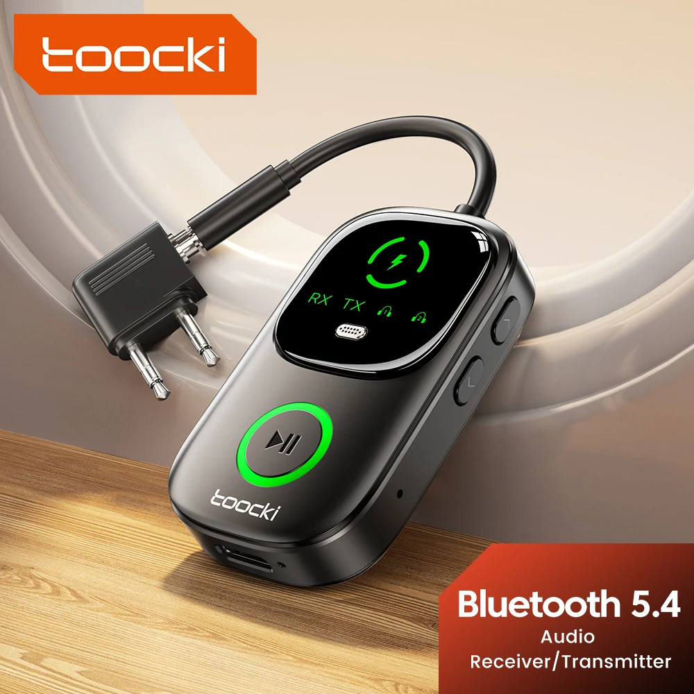 

Toocki Bluetooth 5.4 Audio Receiver Transmitter 3.5mm AUX 2-in-1 Display Wireless Audio Adapter Stereo For Car Speaker Airplane