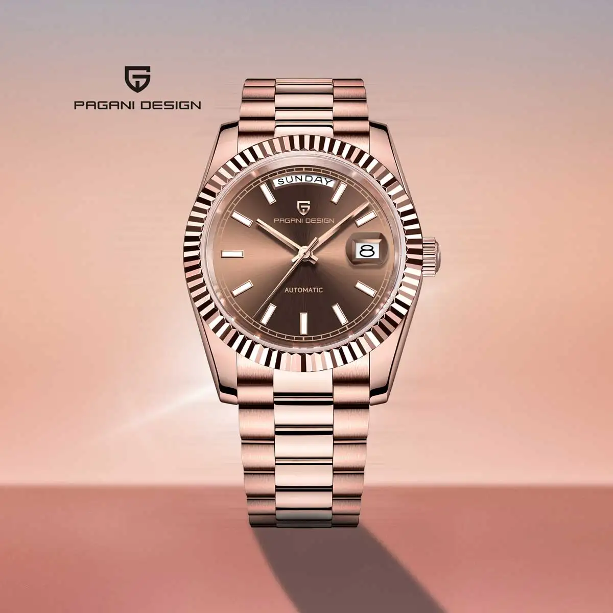 

Мужские наручные часы PAGANI DESIGN 2026 New DD36 Luxury Rose Gold Automatic Mechanical Watch с сапфировым стеклом AR, водонепроницаемые.