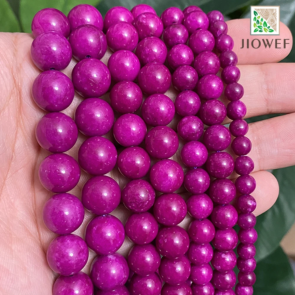 Smooth Natural Stone Purple Chalcedony Jaspers Round Beads for Jewelry Making Diy Bracelet Accessories15