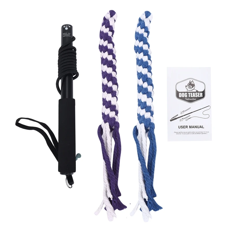 Flirt Pole Rope Tug Dog Toy, Braided Cotton Blend Rope Outdoor Interactive Toy For Pulling, Chasing, Chewing, Training