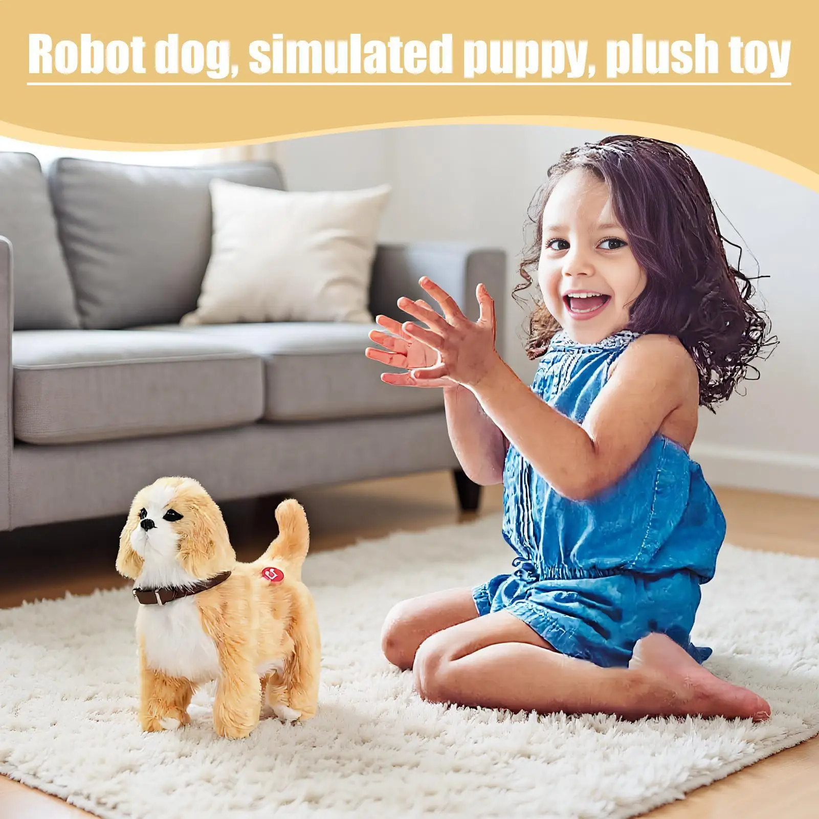 روبوت جرو واقعية روبوت جرو ألعاب الكلب الحقيقي الحيوانات المحشوة لطيف للشباب بنين بنات أطفال عيد ميلاد السفر حديقة ساحة المنزل