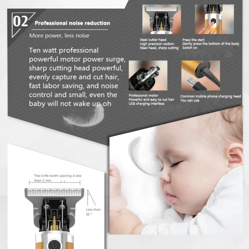 Tondeuse à cheveux T9 Rechargeable sans fil pour hommes, rasoir Vintage pour barbier