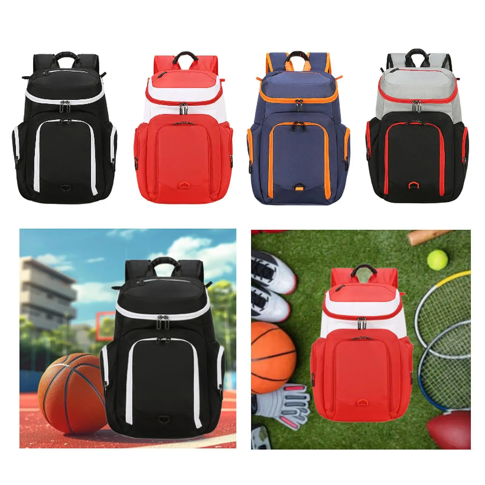 Heavy Duty Gym Backpack for Basketball Football Gear with Separate Ball Pocket Oxford Cloth