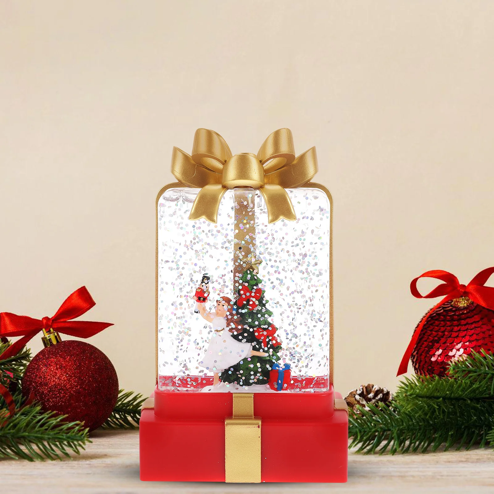 

1pc Wind Lantern Ornament Retro Decorative Lanterns Glittering Lighted Holiday Christmas Theme Xmas PartyDecoration