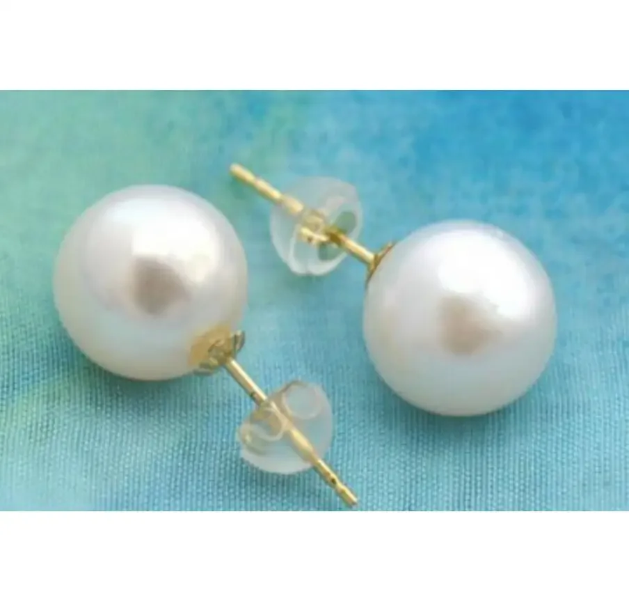 

Модные украшения 9-10 мм круглые белые серьги с жемчугом FW из 18-каратного золота