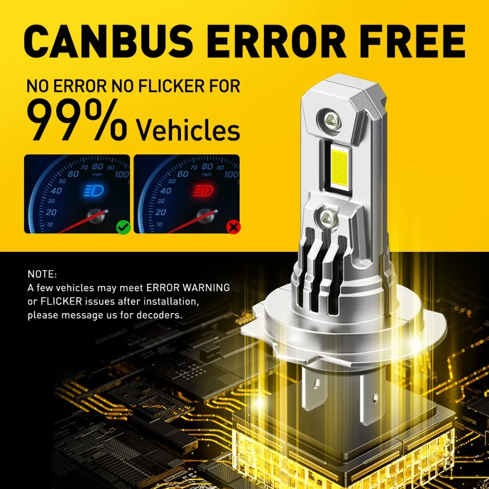 AUXITO 2Pcs 20000LM H7 LED Lights For Car Volkseagen Mercedes Kia Carens BMW 100W H7 LED Car Turbo Driving Headlamp 12V White