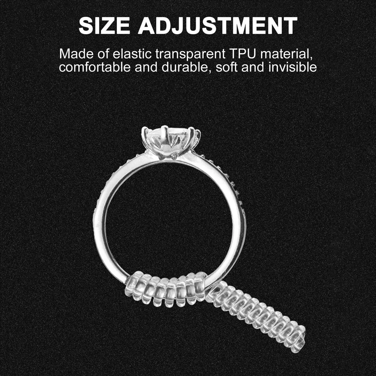 A75K  for Loose Rings Ring Guard Clip Transparent Silicone Sizer Tightener Resizer 4 Sizes