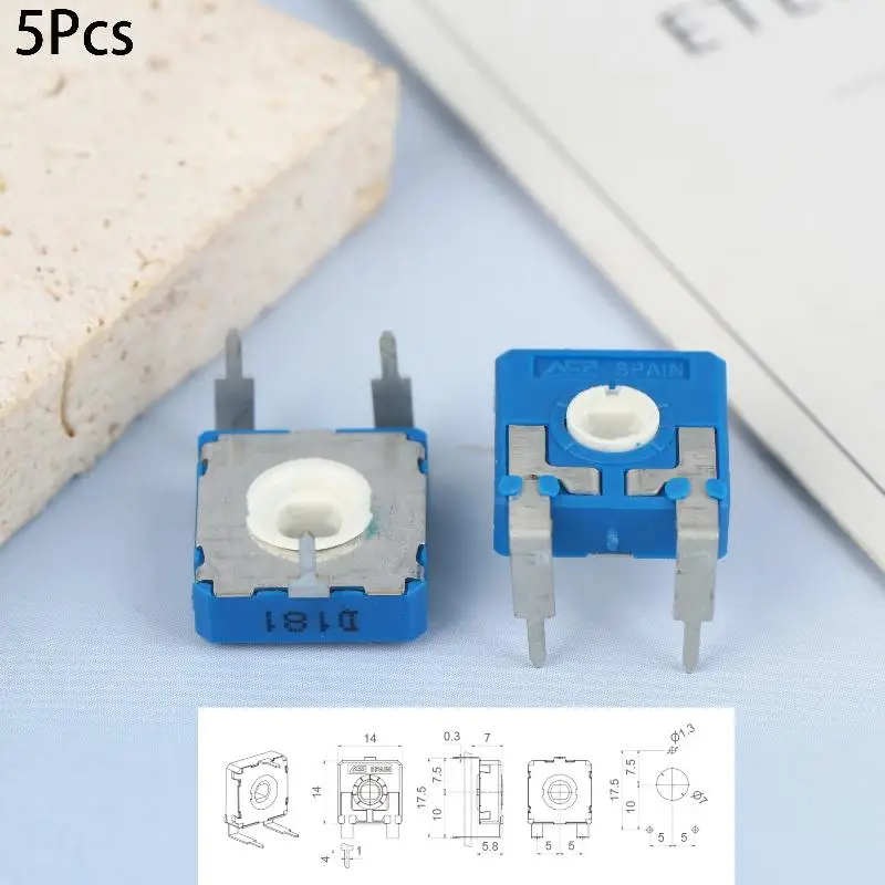 B*New 5Pcs 10K/100K Vertical Adjustable Potentiometer CA14NV17.5 10KA2020LV10 Adjustable Resistance Potentiometer