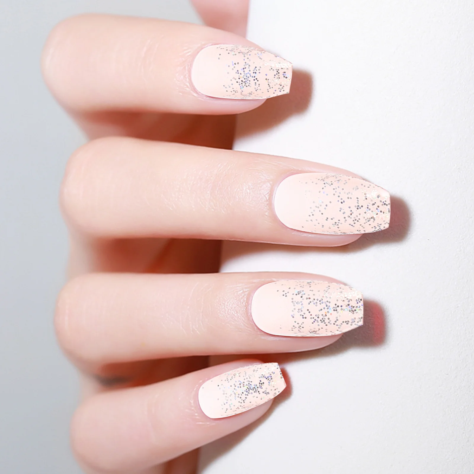 

24Pcs Glitter Fake Nails Press on Nails Long Lasting PVC Material for Women Easy Application Fake Nail Nail Tips Full Cover