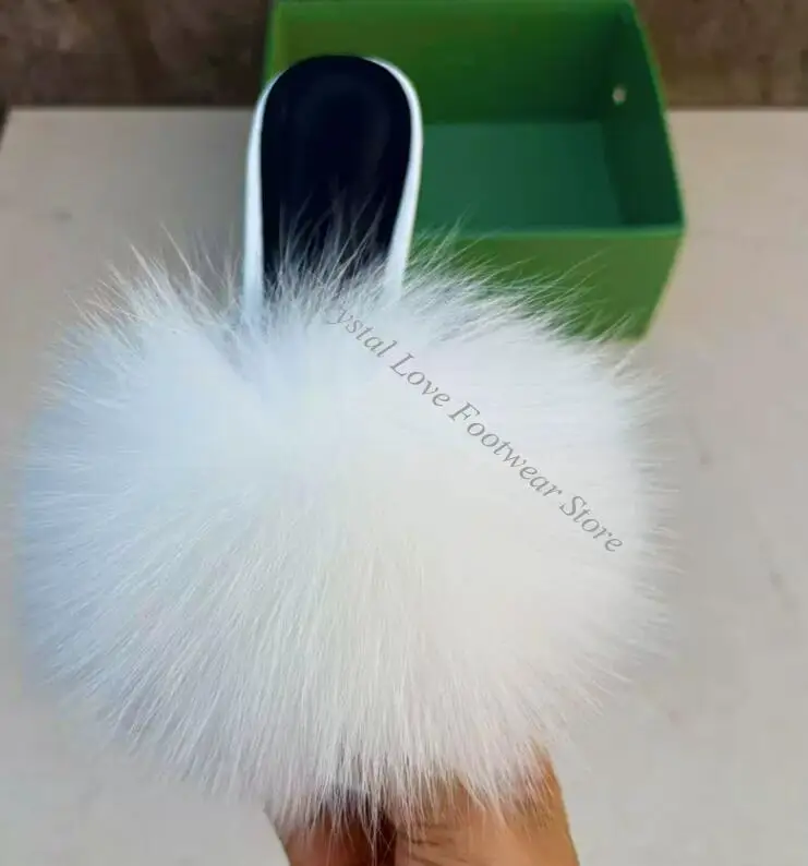 Fashion Big White Black Real Fox Fur Peep Toe Sandals Summer High Heels Slingbacks Woman Runway Shoes view 4
