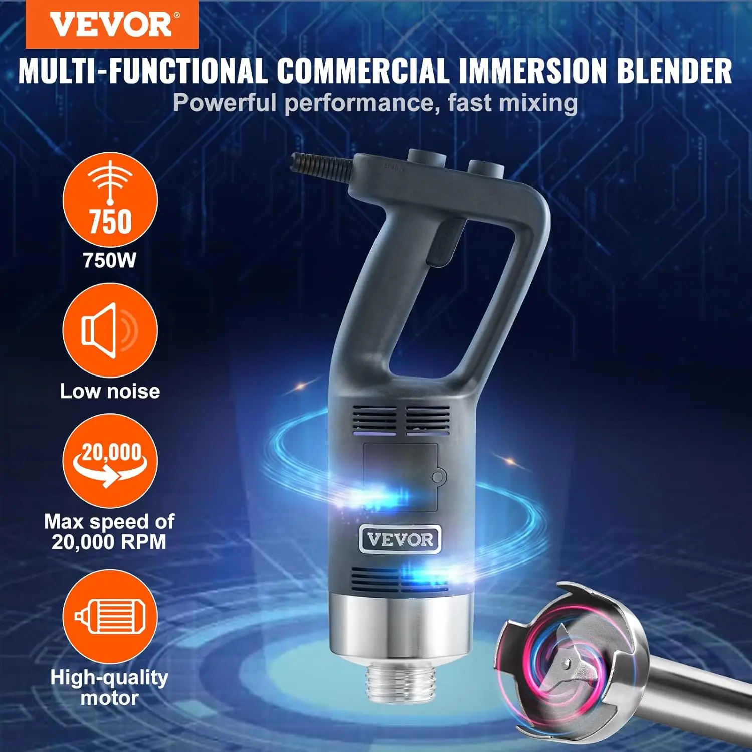 Commercial Immersion Blender, 750W 16