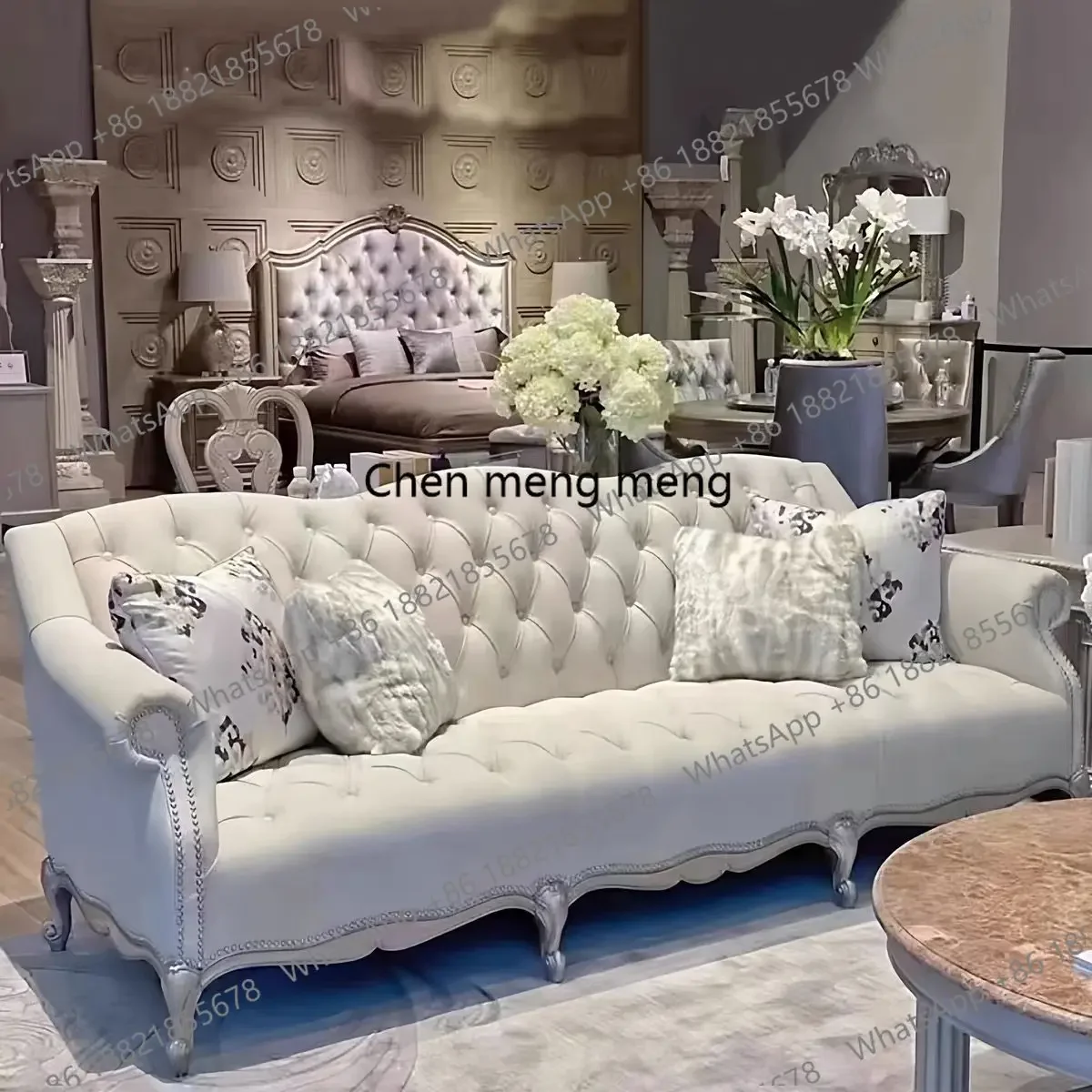 

Новинка: американский диван в стиле лёгкой роскоши, французский диван из массива дерева с резьбой в виде цветов, ретро-диван для гостиной, одноместный/трехместный раскладной диван.