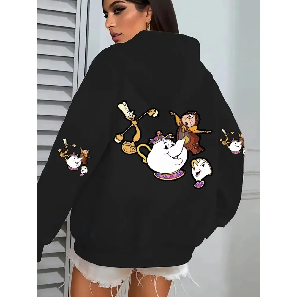 

Мужские и женские толстовки Disney Beauty and Beast с принтом, осенне-зимние повседневные модные женские толстовки с длинными рукавами большого размера