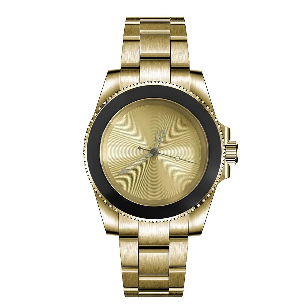 40mm 남성용 기계식 시계, PVD 골드 스틸 케이스, 사파이어 크리스탈, NH35 무브먼트, CD 패턴, 3D 다이얼, 맞춤 제작 가능