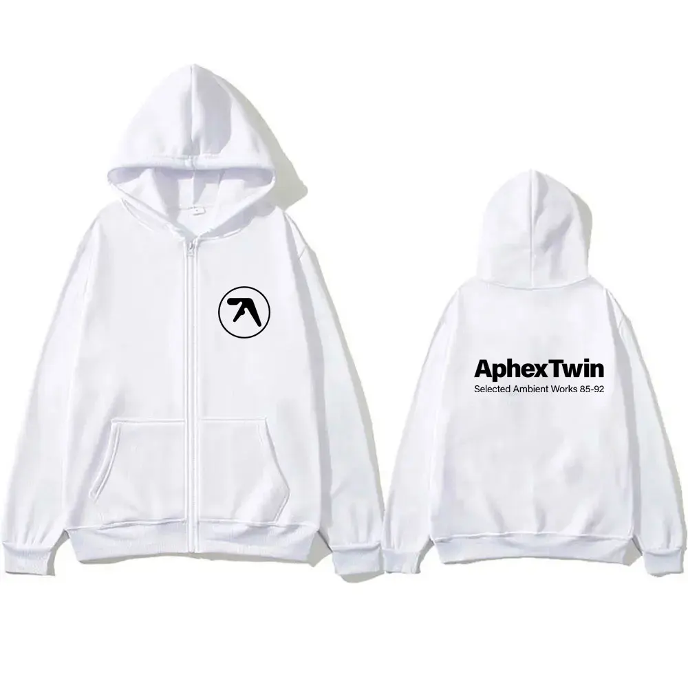 Zanger Aphex Twin Geselecteerde Ambient Works 85 92 Album Logo Rits Hoodie Mannen Vrouwen Mode Streetwear Mannelijke Vintage Zip Up Jas