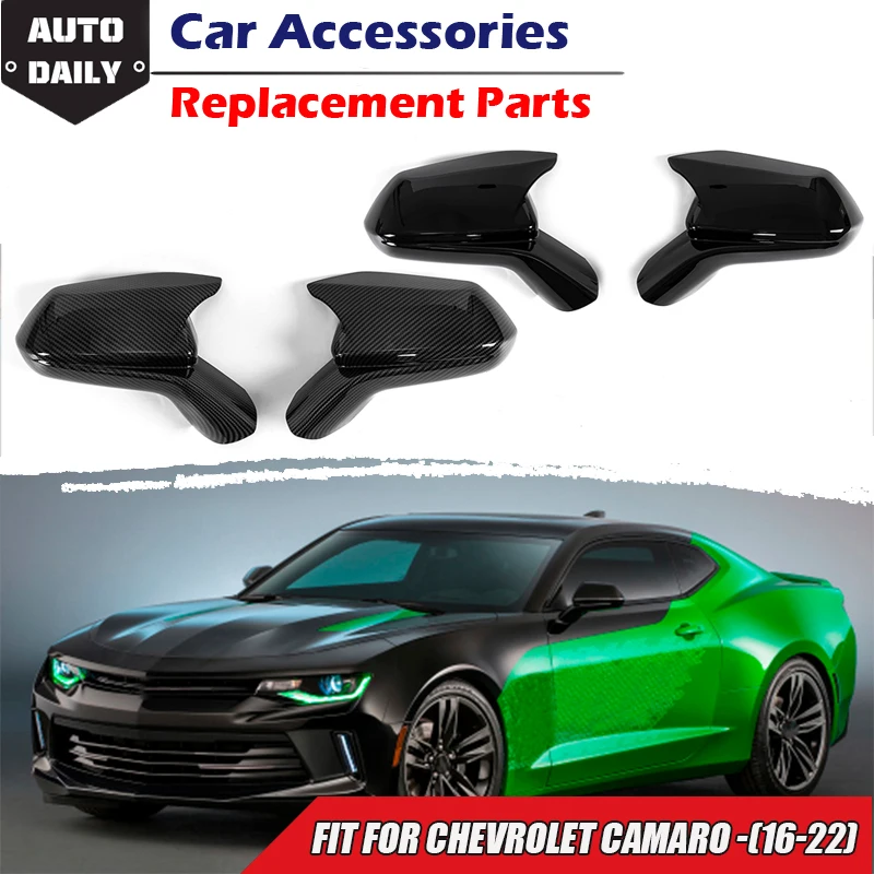 1Pair Side Wing Rearview Mirror Cover Cap Horn Style Car Exterior Trim Fit For Chevrolet Chevy Camaro SS RS ZL1 LT LS 2016-2022