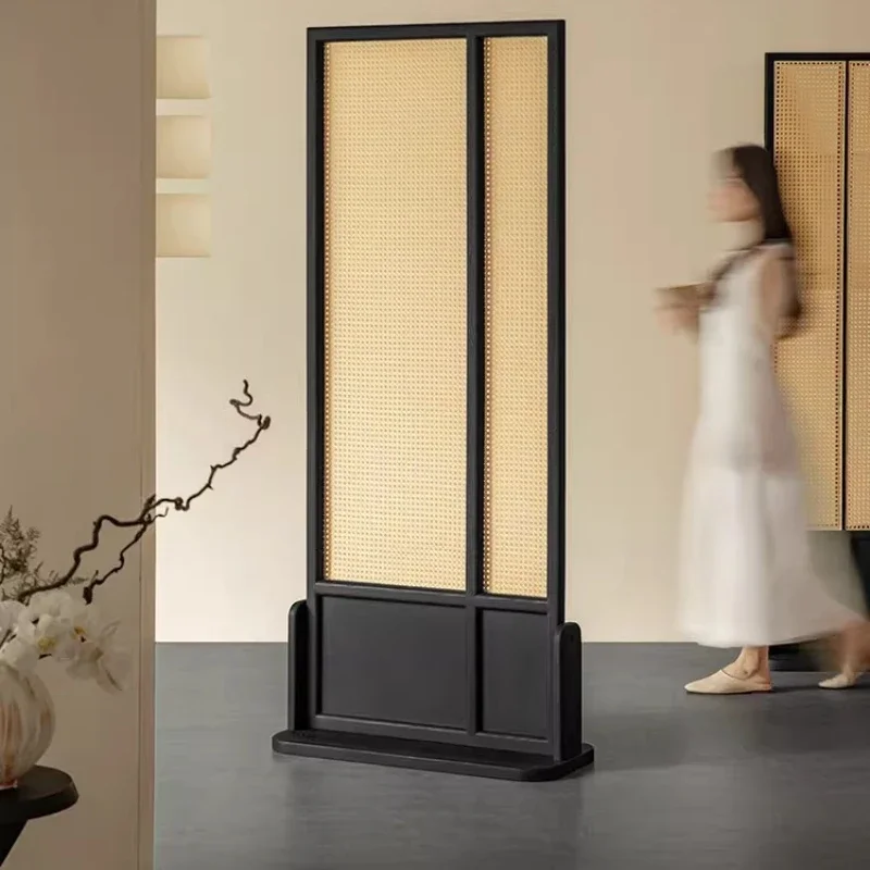 Screen Modern simple rattan solid wood living room partition ash wood removable home screen