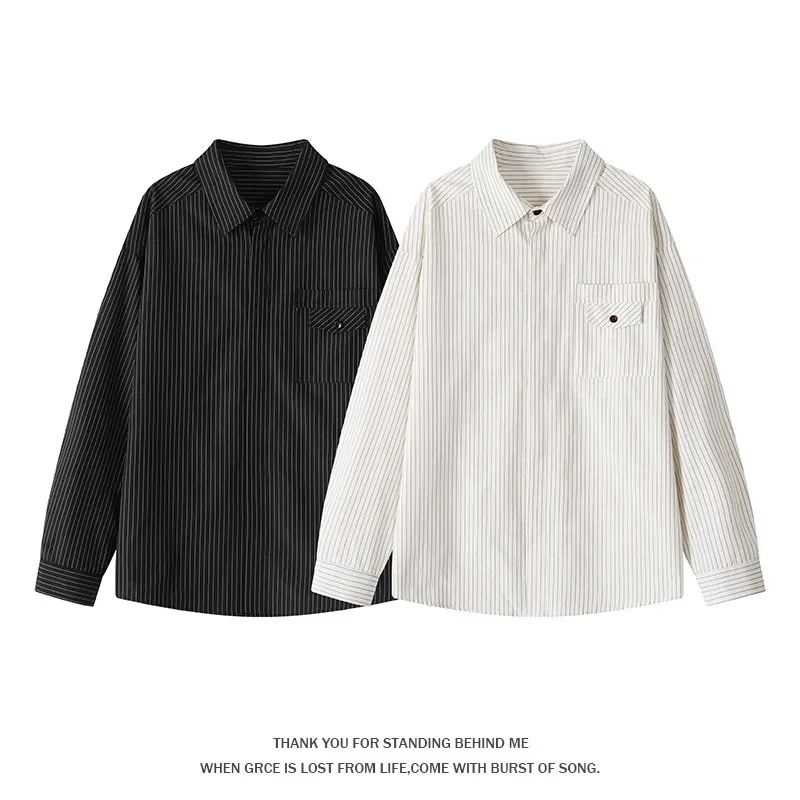SuperAen Spring and Autumn New Korean Style Single Breasted Striped Drawstring Shirt Oversize Casual Fashion Shirts