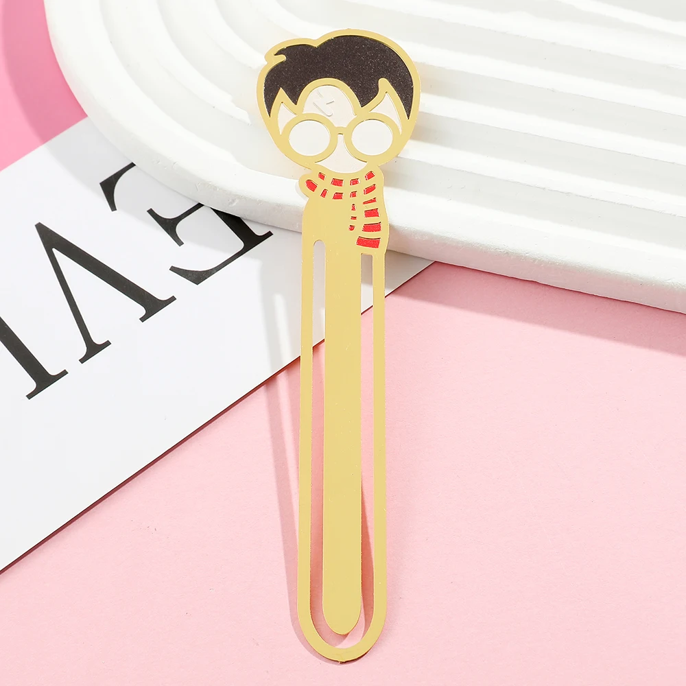 Pembatas buku logam Harry Potter lucu pembatas buku kartun Kawaii hadiah dekorasi DIY anak-anak perlengkapan sekolah alat tulis kantor mengajarkan