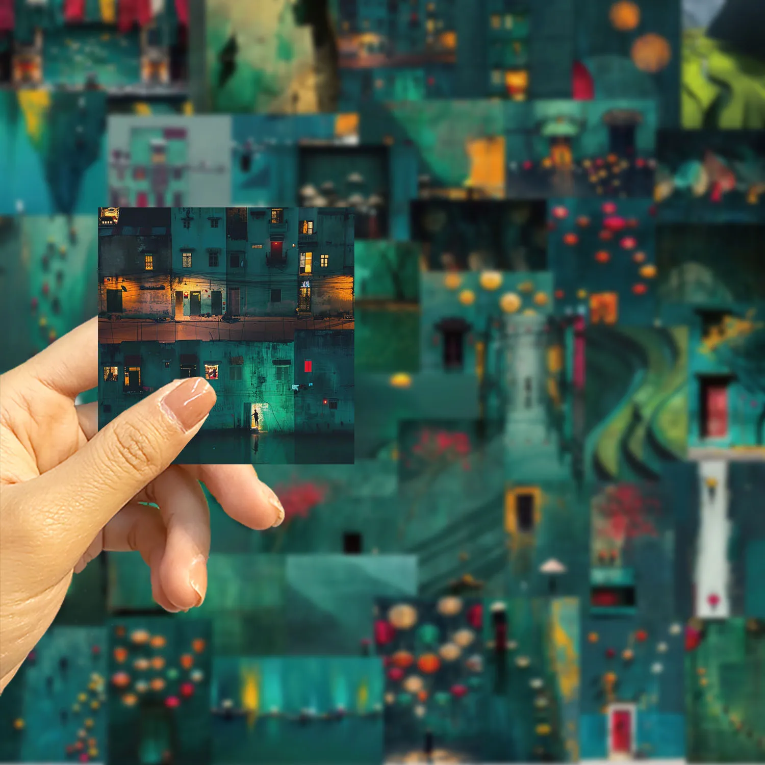 ベトナムの風景ステッカー,手工芸品,ラップトップ,電話のボトル,荷物,防水落書き,ビニールステッカー,緑,夏,50個