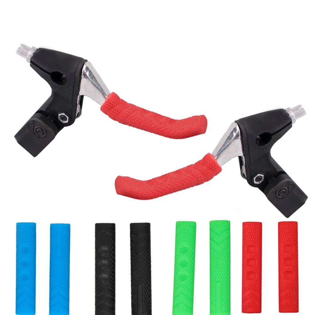4pcs Silicone Bike Brake Lever Covers Red Anti-Slip Shockproof Ergonomic Grips For Road Mountain Bicycle Cycling Accessory