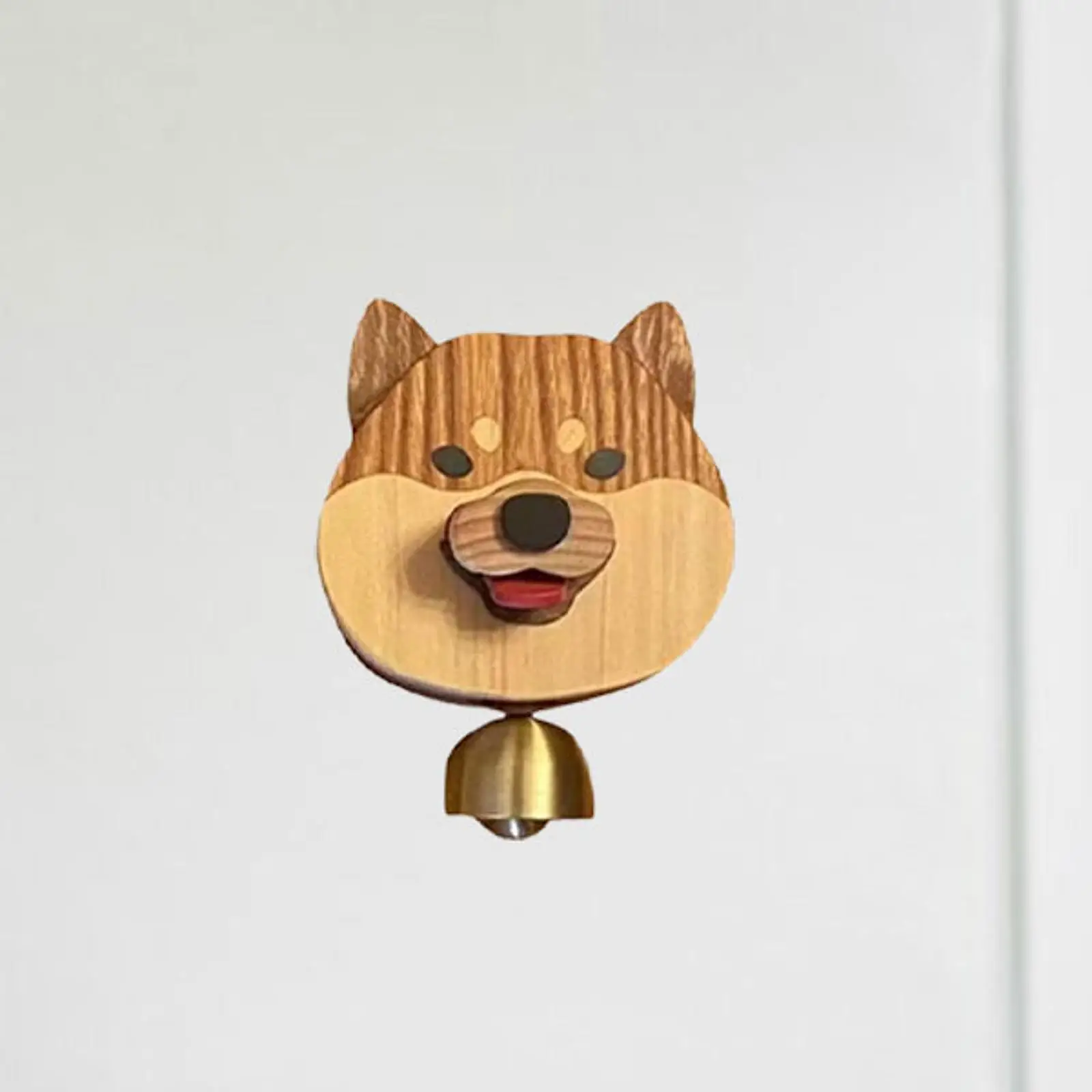 Campainha de porta de madeira Shiba Inu, carrilhão de vento de 3,9 polegadas de altura para jardim de quintal