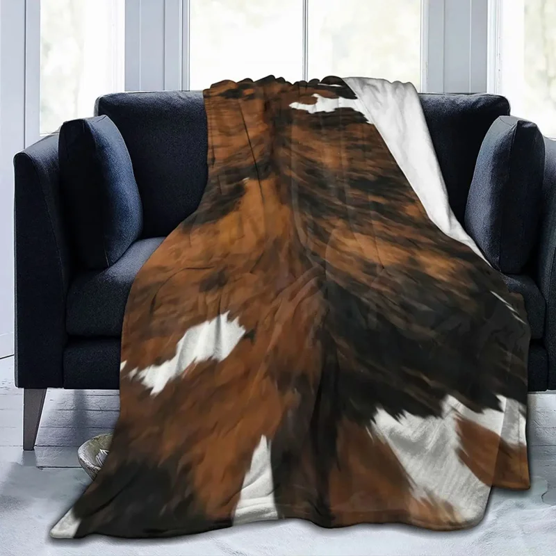 

Brown Cow Print Flannel Fleece Lightweight Super Soft Cozy Throw Blanket for Couch Bed and Living Room 50"x40"