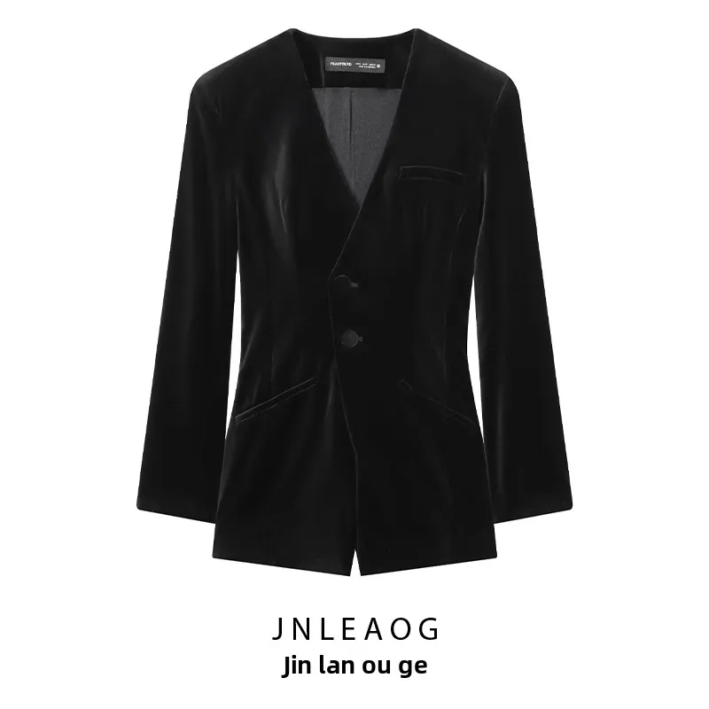 Jnleaog outono nova rua feminina sle ort v-ne terno calças de uma peça cintura alta corte reto fibra de poliéster