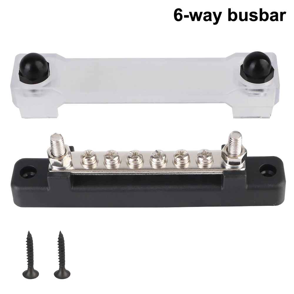 

For Boat Truck RV Caravan Car Electro Junction 48V 150A DC Power Distribution Block Circuit Busbar Plug 6 Ways Bus Bar